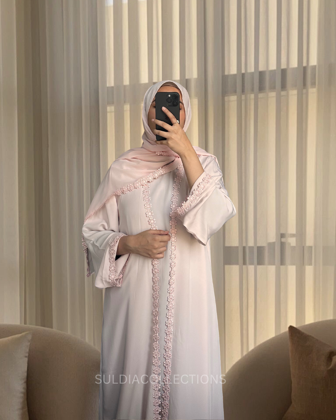 Pink flower lace set