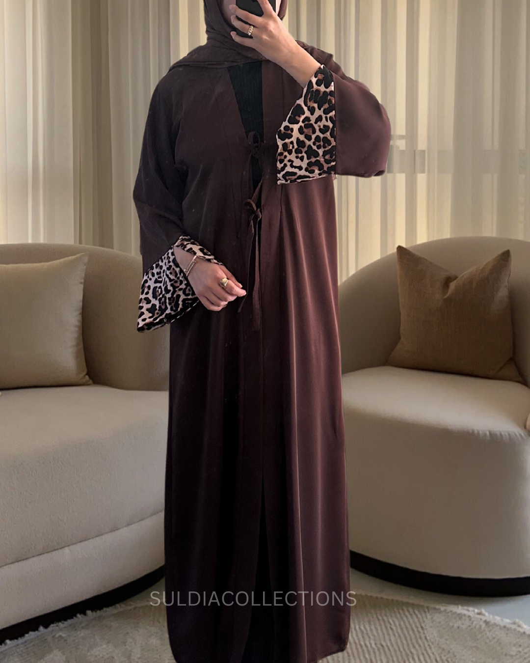 Dark Brown 2-Piece Abaya Set