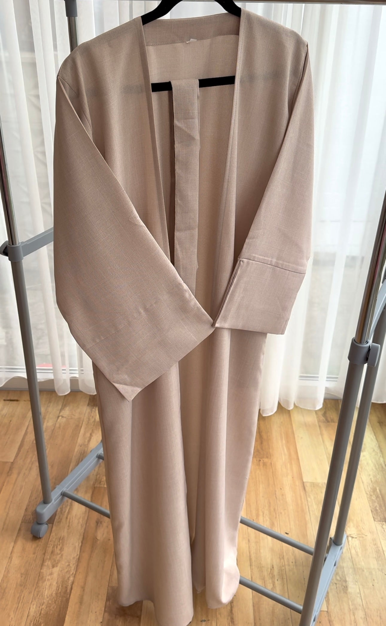 Open Linen Abaya Blush Pink