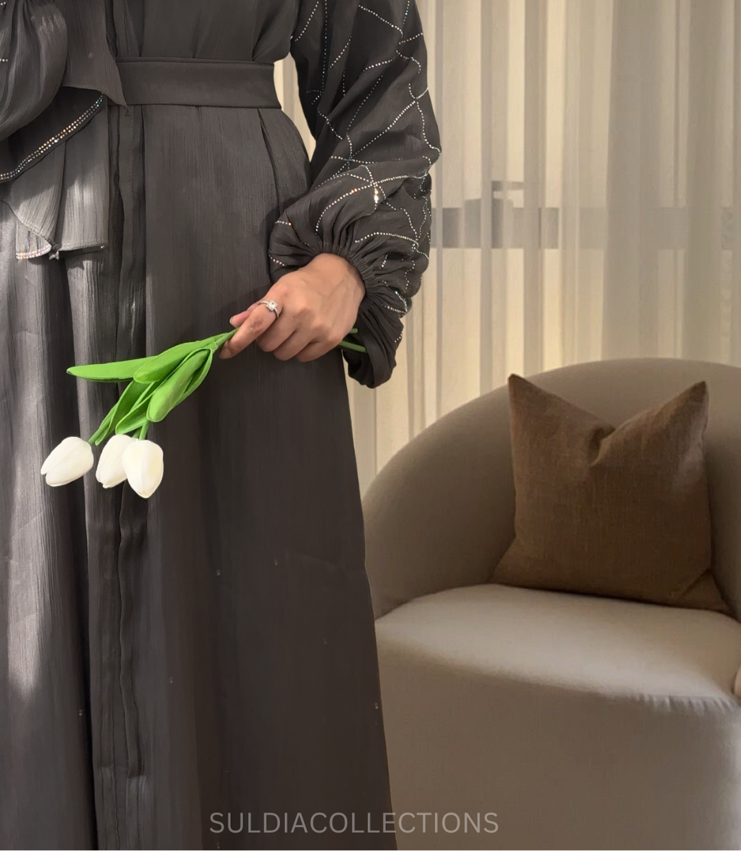 Gray Shimmer Abaya