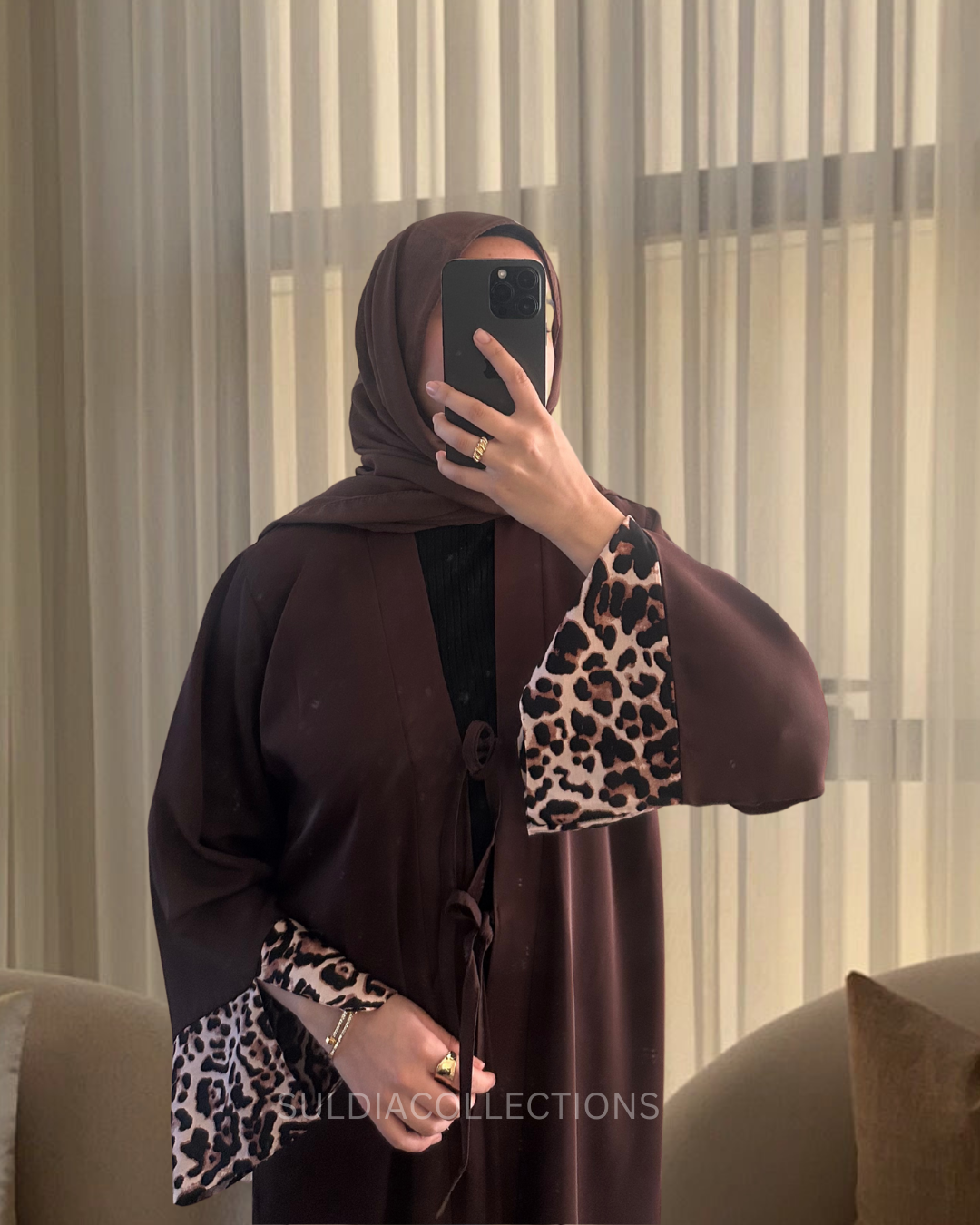 Dark Brown 2-Piece Abaya Set