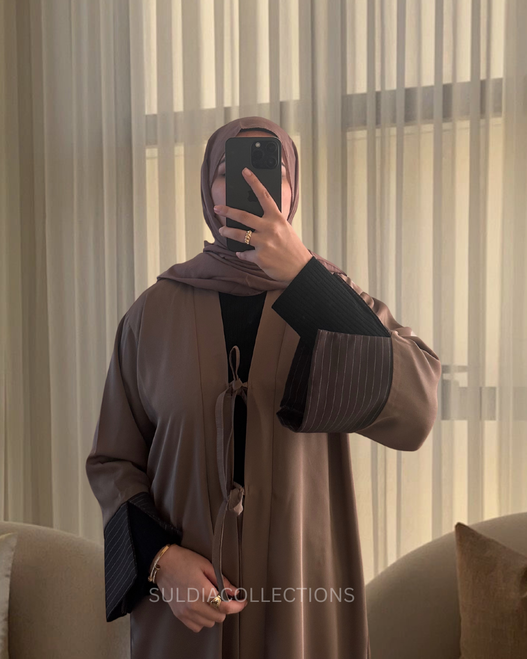 Brown 2-Piece Abaya Set