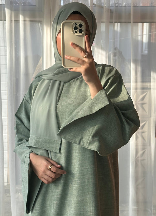 Linen abaya Sage Green