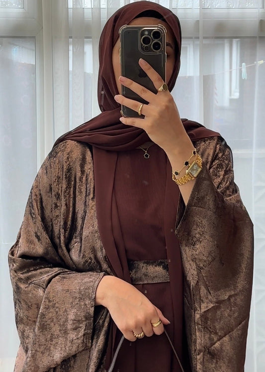 Brown 4-piece abaya set