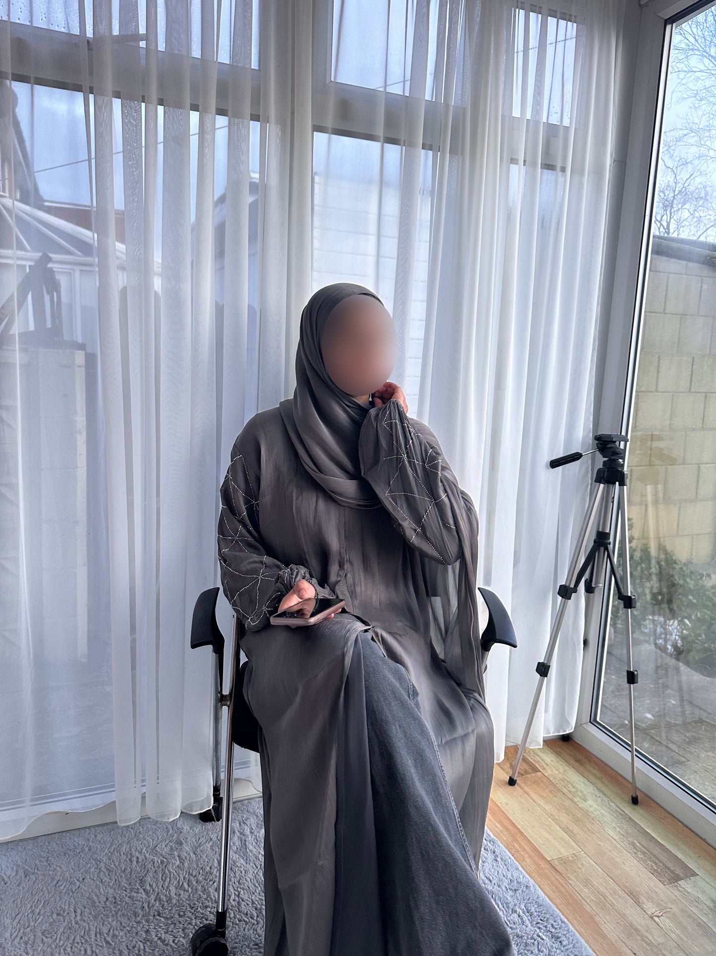 Gray Shimmer Abaya