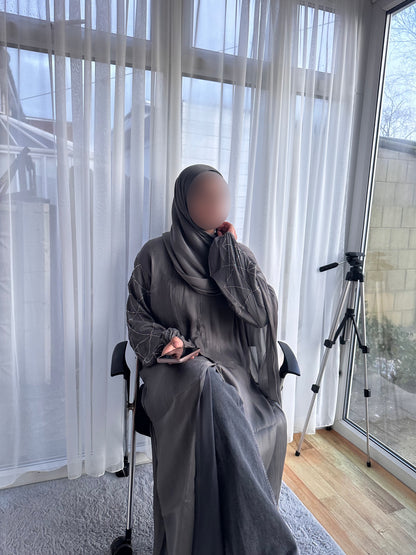 Gray Shimmer Abaya