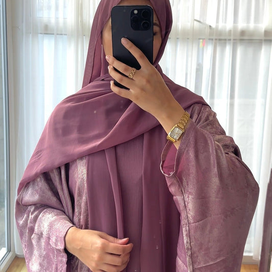 Pastel purple 4-piece abaya set