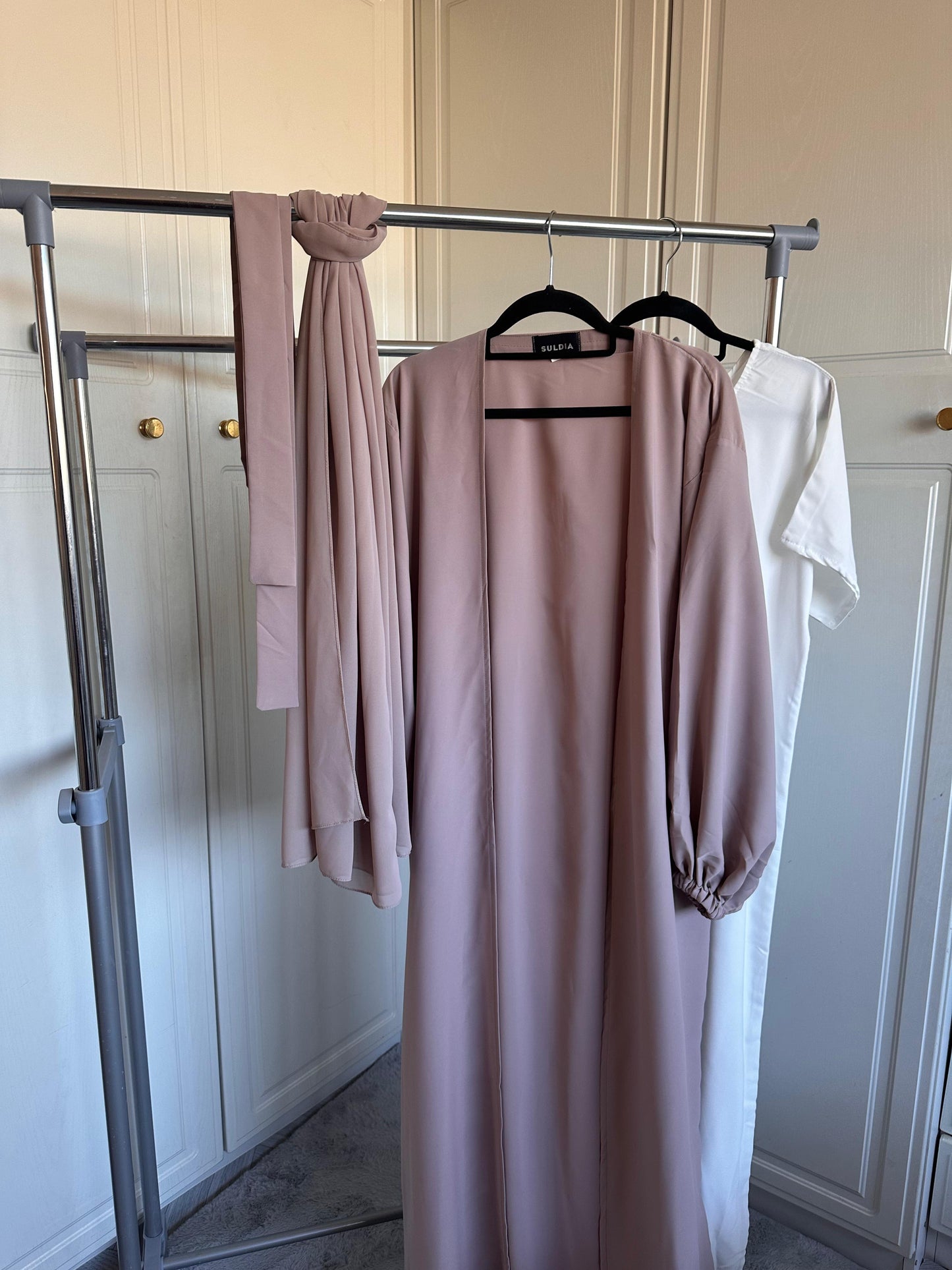 Ensemble abaya rose nude 4 pièces