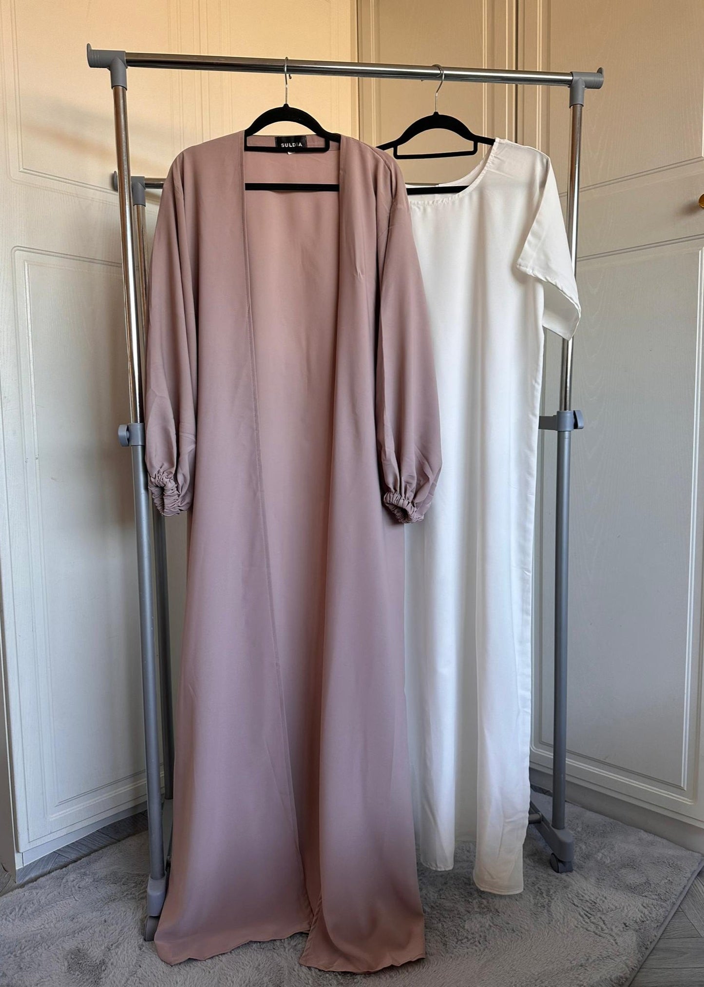 Ensemble abaya rose nude 4 pièces