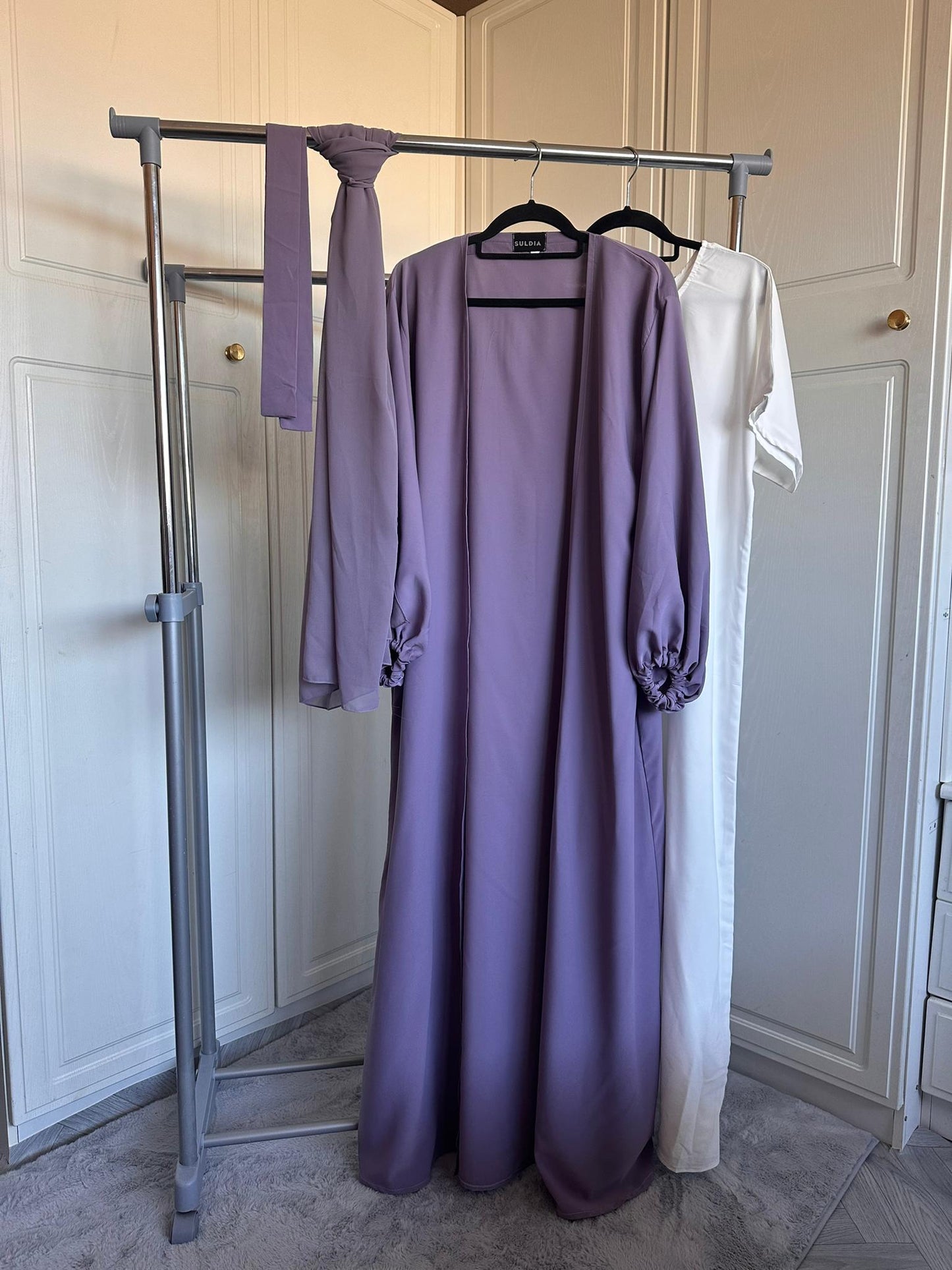 Ensemble abaya lavande 4 pièces